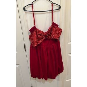 Fashion Nova Red Sequin Bow Dress